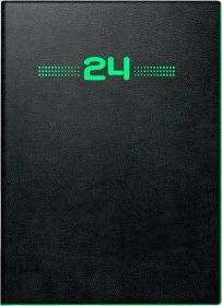 Brunnen Neon Modell 736 Taschenkalender Tageskalender 2024, 100x140mm, Kunststoff-Cover, schwarz, 184 Blatt