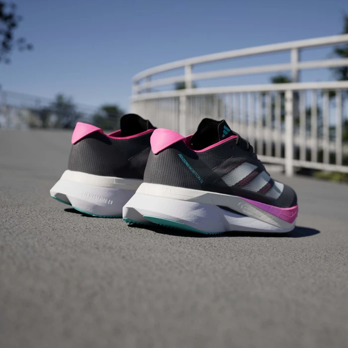 adidas Adizero Boston 12 grey five/crystal jade/lucid pink (Damen)