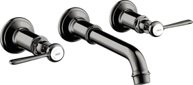Hansgrohe Axor Montreux 3-Loch Waschtischarmatur für Wandmontage und Hebelgriffen polished black chrome