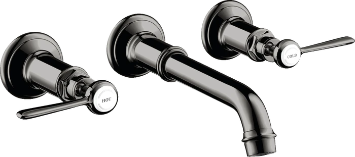 Hansgrohe Axor Montreux 3-Loch Waschtischarmatur für Wandmontage und Hebelgriffen polished black chrome
