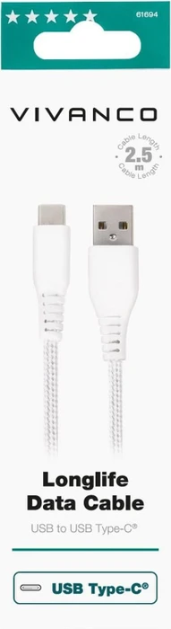 Vivanco LongLife USB Type-C Verbindung 2.5m schwarz