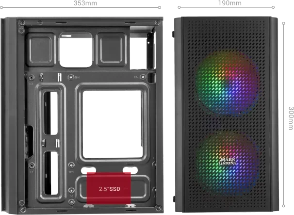Mars Gaming MC300 White, Glasfenster