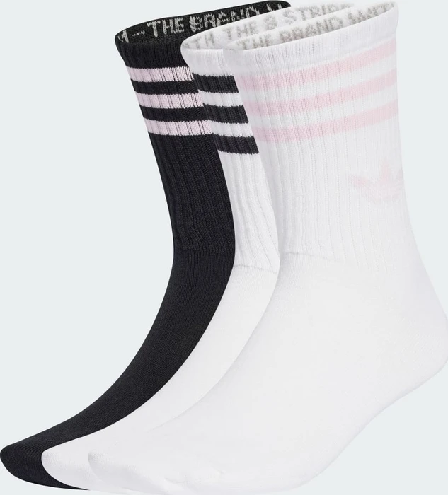 adidas 3-Streifen Crew Socken white/black/clear pink, 3 Paare
