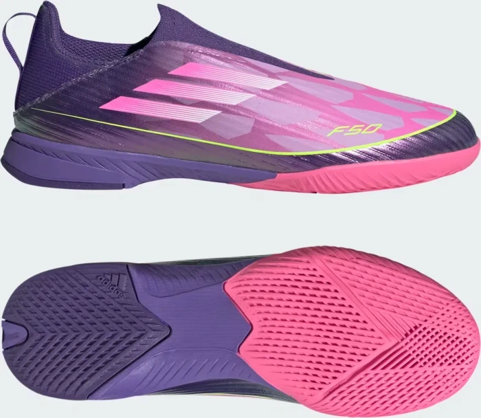 adidas F50 League Laceless IN purple/cloud white/lucid lemon (Junior)
