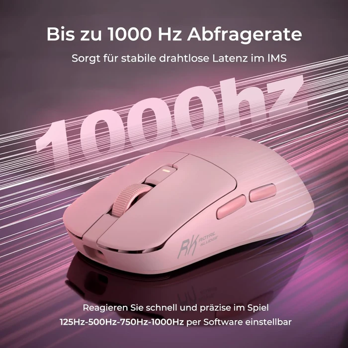 RK Royal Kludge M30 Wireless Gaming Mouse, rosa, USB/Bluetooth