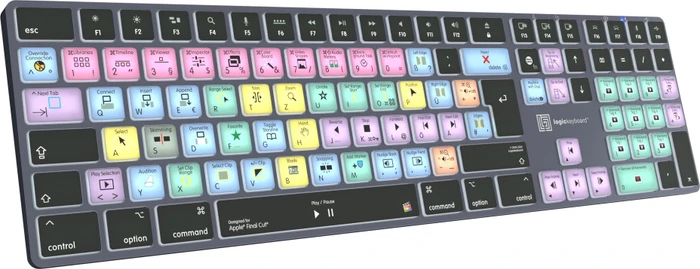 LogicKeyboard Titan Wireless Apple Final Cut Pro X Mac, Titanium Gray, LEDs weiß, USB/Bluetooth, DE