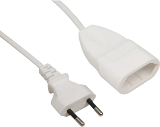 McPower Verlängerungskabel weiß H03VVH2-F 2x0,75, Euro-Stecker, 5m