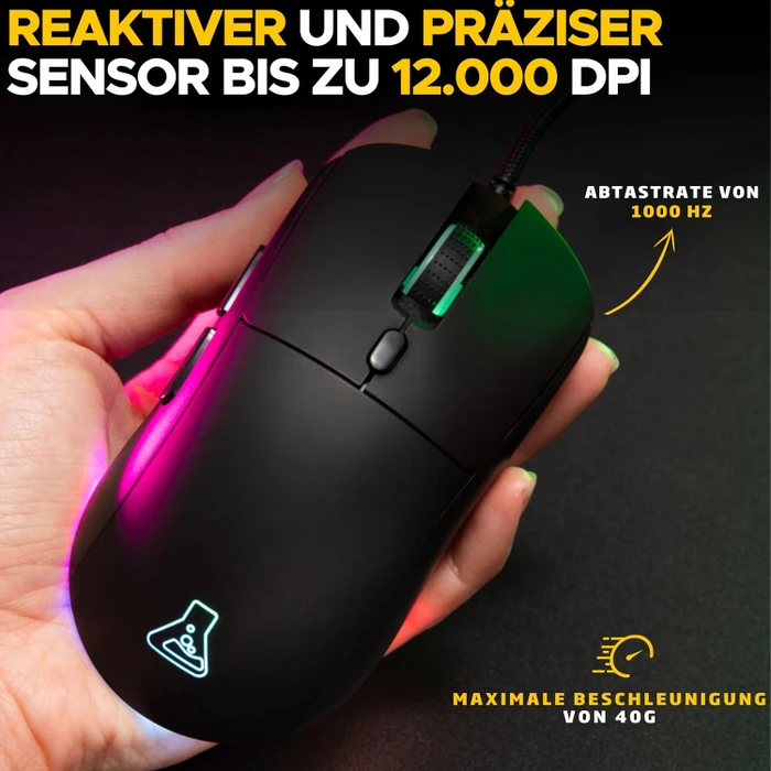 The G-Lab Kult Cobalt Gaming Mouse, schwarz, USB