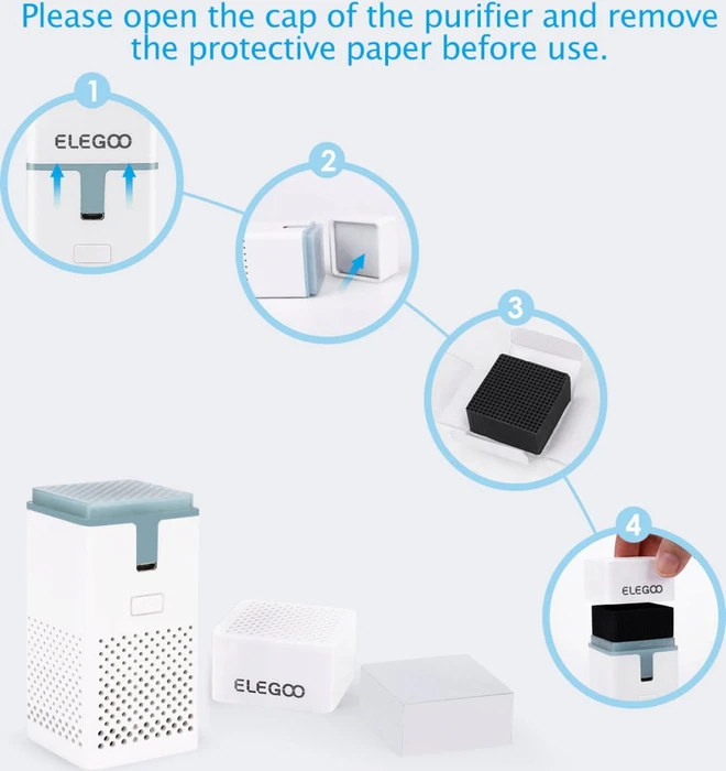 Elegoo Mini Air Purifier Aktivkohle Luftfilter für 3D-Drucker, 2er-Pack