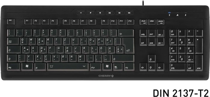 Cherry Stream 3.0 schwarz, Europa T2 DIN2137, USB, DE