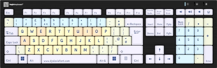 LogicKeyboard Nero Slim Line Dyslexie Keyboard PC, USB, UK