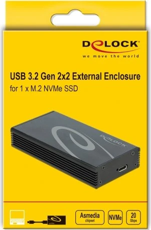 DeLOCK USB 3.2 Gen 2x2 External Enclosure, USB-C 3.2