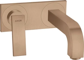 Hansgrohe Axor Citterio 2-Loch Waschbeckenarmatur mit Hebelgriffen und Platte 220mm brushed red gold