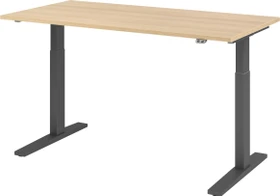 Hammerbacher Ergonomic Aktiv XMKA16 elektrisch höhenverstellbarer Sitz-Steh-Schreibtisch 160x80cm Eiche/grau