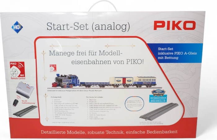 Piko - Spur H0 Start-Set - Start-Set mit Bettung Güterzug Roncalli RC