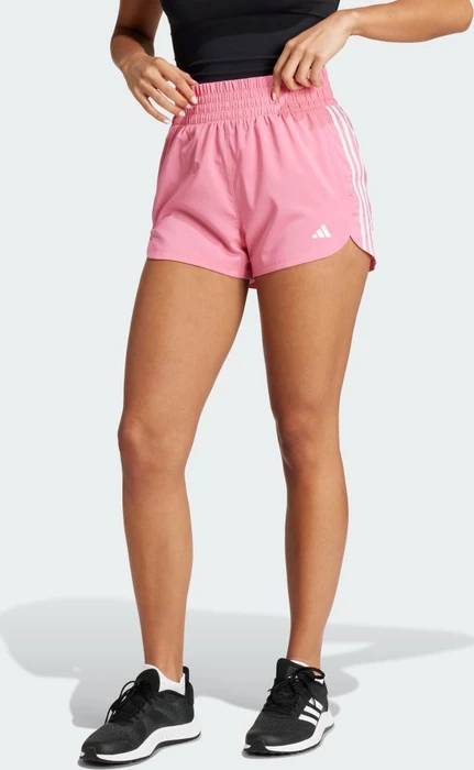 adidas Pacer Training 3-Streifen Woven High-Rise Trainingshose kurz pink fusion/white (Damen)