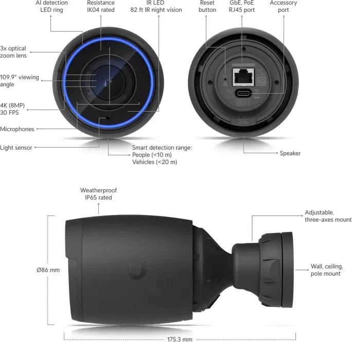 Ubiquiti Camera AI Professional Bullet, schwarz