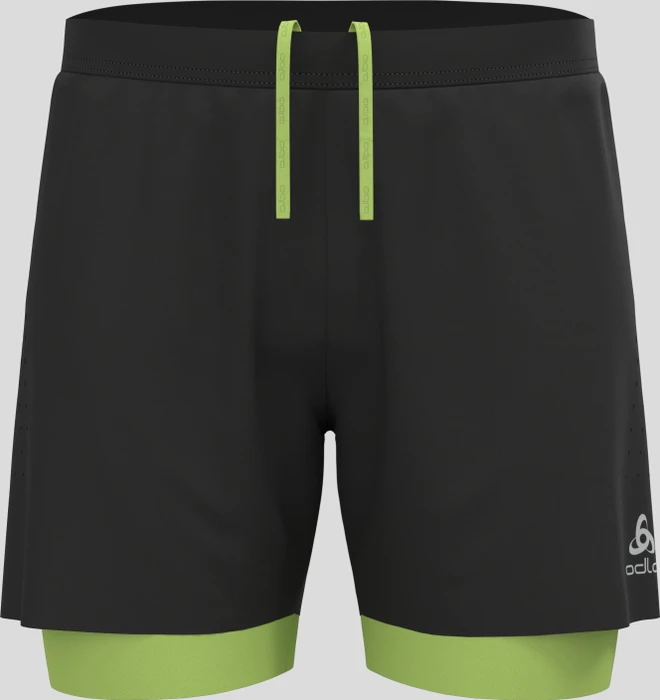 Odlo Zeroweight 5 Inch 2in1 Fahrradhose kurz black/sharp green (Herren)