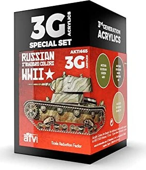 AK-Interactive 3rd Gen Acrylic Colors WWII Russion Standard Colors Farbset, 3-tlg.