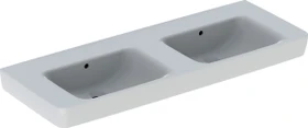 Geberit Renova Plan Doppelwaschtisch 130cm, ohne Hahnloch, mit Überlauf, weiß/KeraTect
