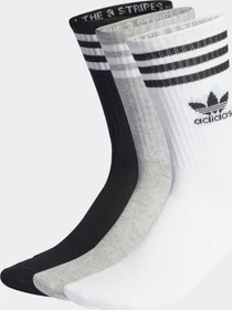adidas Mid Cut Crew Socken white/medium grey heather/black, 3 Paare