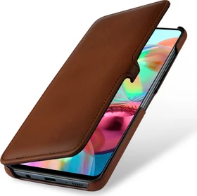 Stilgut Book Type Leather Case Clip für Samsung Galaxy A71 braun