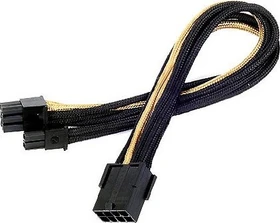 SilverStone PP07-PCIBG, 6/8-Pin PCIe Verlängerung 250mm, sleeved schwarz/gold (SST-PP07-PCIBG)