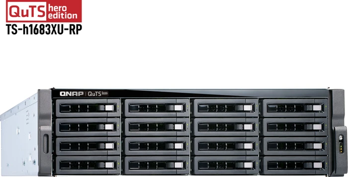 QNAP QuTS hero TS-h1683XU-RP-E2236-128G, 128GB RAM ECC, 2x SFP+ 10Gb/s, 2x RJ-45 10GBase-T, 3HE