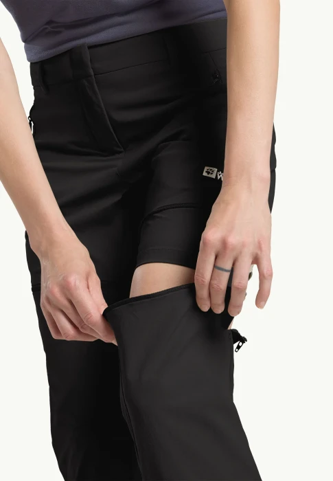 Jack Wolfskin Hikeout Zip Away Zip-Off Hose lang schwarz (Damen)