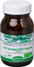 Sanatur Energie & Stoffwechsel Bio Spirulina & Bio Chlorella Tabletten, 500 Stück