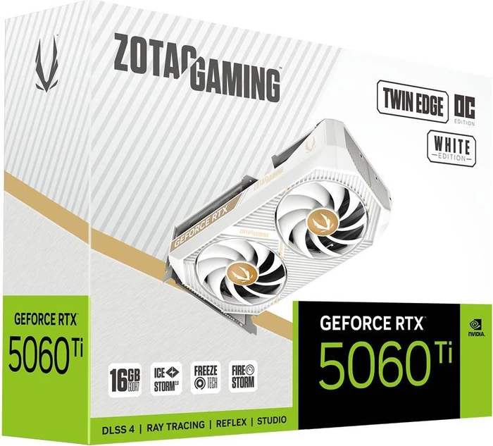 Zotac Gaming GeForce RTX 5060 Ti Twin Edge OC White Edition, 16GB GDDR7, HDMI, 3x DP