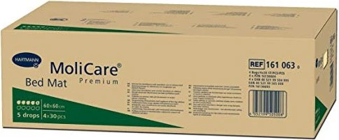 Hartmann MoliCare Premium Bed Mat 5 Tropfen Bettschutzeinlage, 60x60cm, 30 Stück
