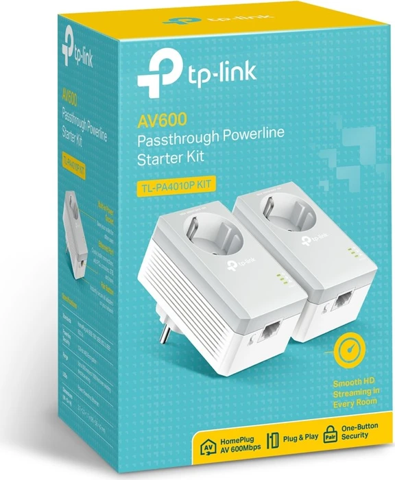 TP-Link Powerline AV600 Passthrough Starter Kit, HomePlug AV, RJ-45, 2er-Pack