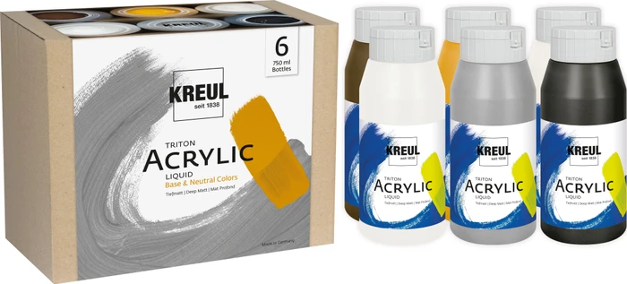 Acrylfarbe Base & Neutral Colors, 6 Farben, 750ml, 6er-Set