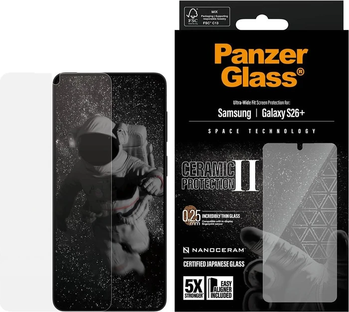PanzerGlass Ceramic Screen Protector Ultra-Wide Fit with EasyAligner für Samsung Galaxy S26+