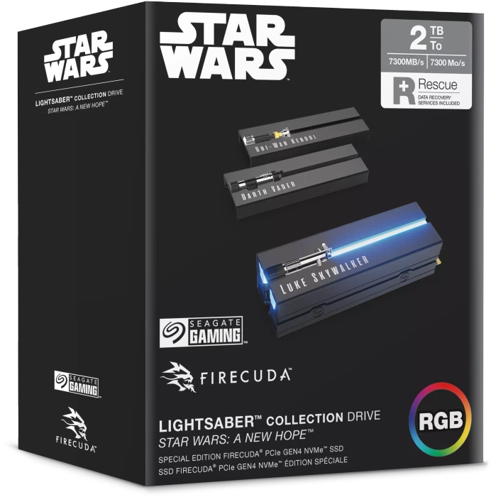 Seagate FireCuda 530 Heatsink SSD +Rescue - Lightsaber Collection Special Edition 2TB, M.2 2280 / M-Key / PCIe 4.0 x4, Kühlkörper
