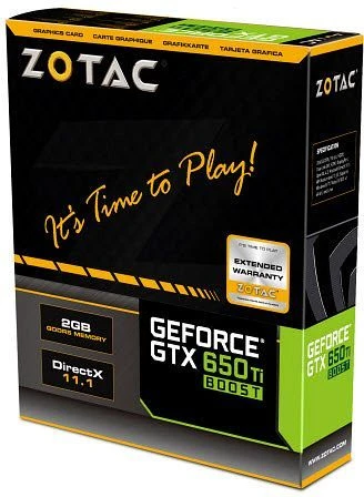 Zotac GeForce GTX 650 Ti Boost, 2GB GDDR5, 2x DVI, HDMI, DP