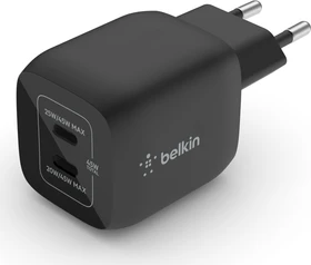 Belkin BoostCharge Pro USB-C-GaN-Ladegerät mit zwei Anschlüssen und PPS (45W) schwarz