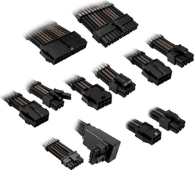Kolink Core Pro Braided Cable Extension Kit 12V-2x6, Typ 2, Sense-Pins an der Unterseite, Jet Black/Gunmetal Grey (COREPRO-EK-12VT2-BGM)