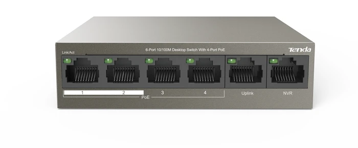 Tenda TEF1100 Desktop Switch, 6x RJ-45, 58W PoE+
