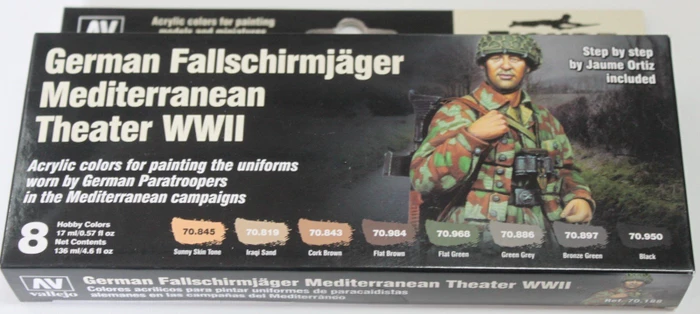 Vallejo Model Color Figure Color Series German Fallschirmjäger Mediterranean Theater WWII Farbset, 8-tlg.