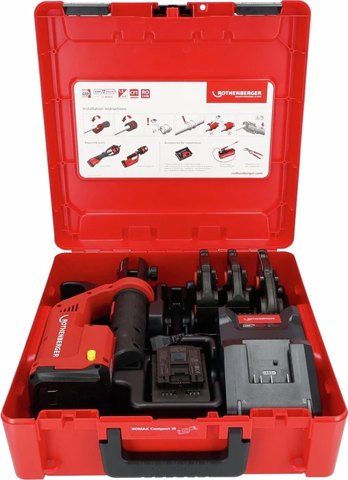 Rothenberger ROMAX COMPACT III Basic Akku-Presswerkzeug inkl. Koffer + 2 Akkus 2.0Ah