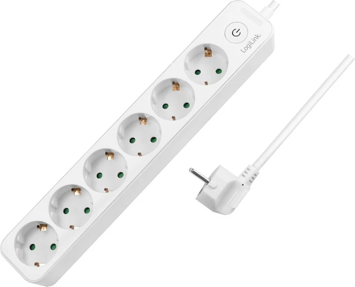 LogiLink Steckdosenleiste, 6-fach, Schalter, 1.5m, weiß