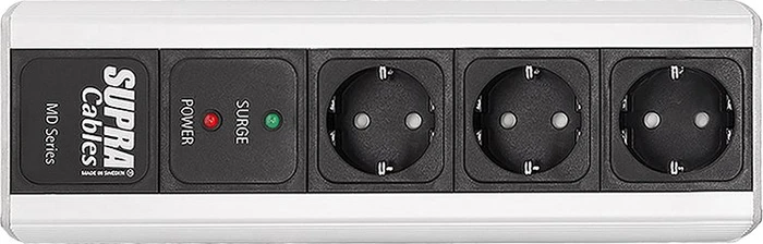 Supra Cables LoRad MD03-EU/SP MK3 mit Überspannungsschutz und Netzfilter, 3-fach, silber/schwarz