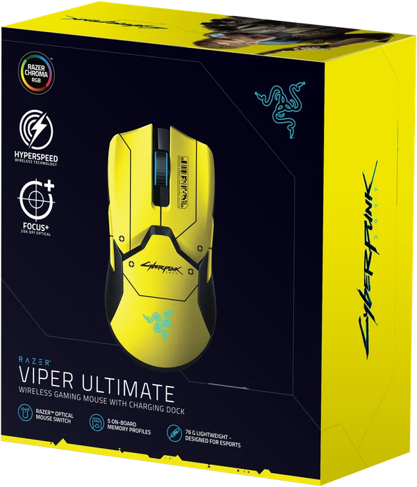 Razer Viper Ultimate mit Ladestation, Cyberpunk 2077 Edition, USB