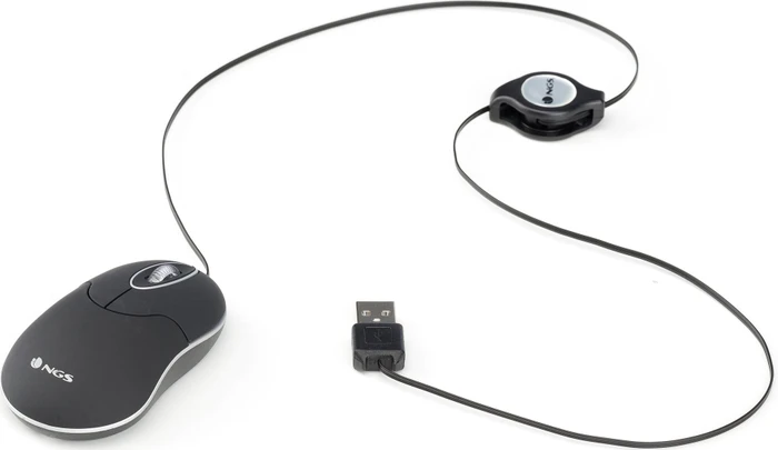 NGS Sin Laptop Mouse with Retractable Cable schwarz, USB