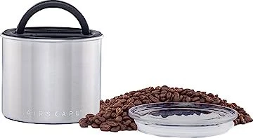 Airscape Kaffeedose klein Aufbewahrungsbehälter silber gebürstet