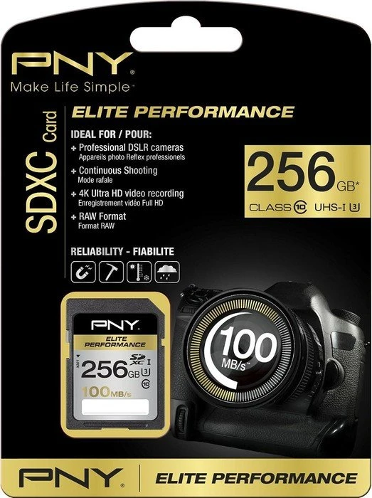 PNY Elite Performance R100/W75 256GB, UHS-I U3, Class 10