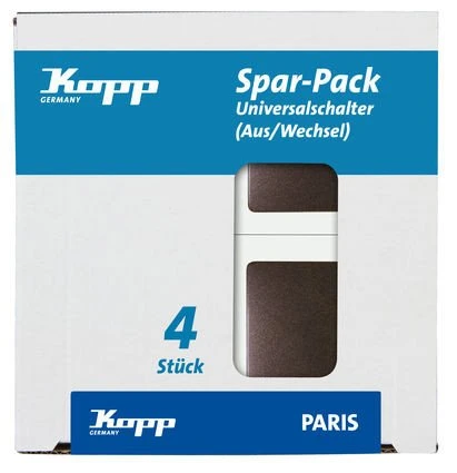 Kopp Paris Profi-Pack: 4 Universalschalter, palisander braun