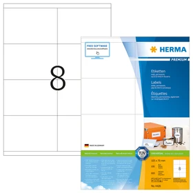 Herma Etiketten Premium, 105x70mm, weiß, matt, 100 Blatt (800 Etiketten)